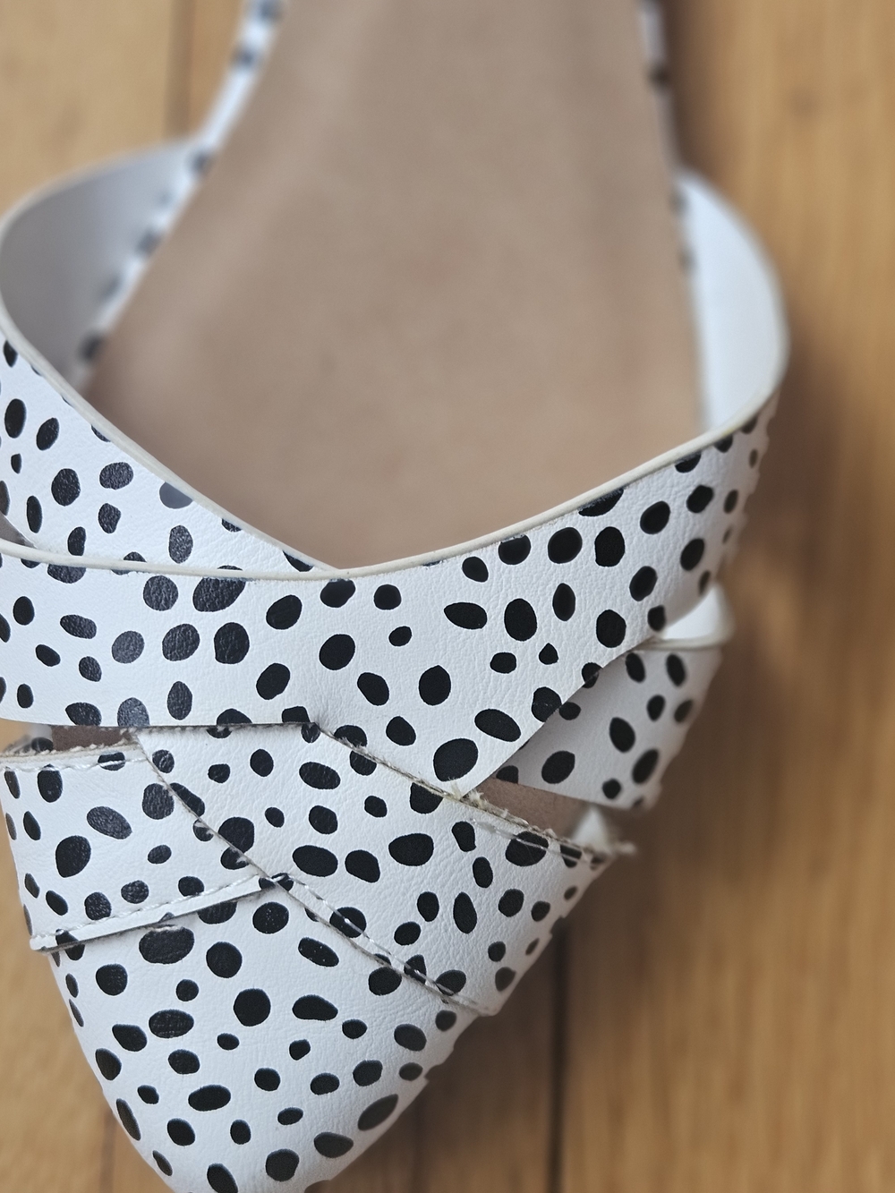 Size 12 Black & White Polka Dot Pointed Toe | Chic Slip-On Flats - Picture 5 of 10
